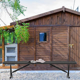 8 Ft Metal Park Benches for Outside, Outdoor Backless Bench with Thermoplastic Coating, Portable Frame - Photo 2