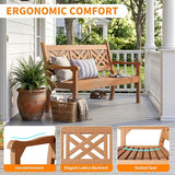 Psilvam 54''W All-Weather Poly Lumber Outdoor Bench, 3-Person Garden Bench with Decorative Backrest & Curved Armrests - Photo 5