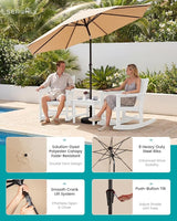 SERWALL Outdoor Rocking Chairs Set of 2 with 1 Side Table & 9ft Patio Umbrella - Photo 3