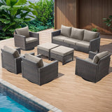 Rilyson Wicker Outdoor Patio Furniture Set - 7 Piece Patio Conversation Set with 4 Swivel Rocker Chairs - Photo 7