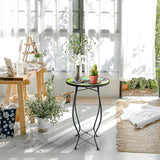 12 Inch Small Outdoor Side Table with Colorful Butterfly, Glass Mosaic Patio Table Indoor - Photo 2