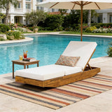 Christopher Knight Home Maril Acacia Wood Chaise Lounge Chair Outdoor, Adjustable Backrest Sun Lounger Recliner - Photo 1