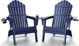 Plawdlik Folding Adirondack Chair Set of 2 with 2 Cup Holder, SGS Tested - Photo 1