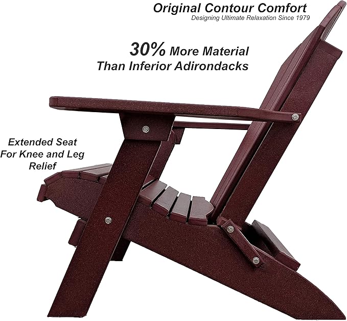DuraWeather Poly® Classic King Size Folding Adirondack Chair (Merlot Burgundy)