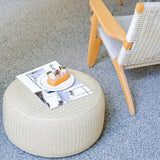 Woven Inflatable Ottoman with Air Pump D21”x H10” Outdoor Indoor Pouf Patio Footrest Stool with Portable Handle - Photo 2