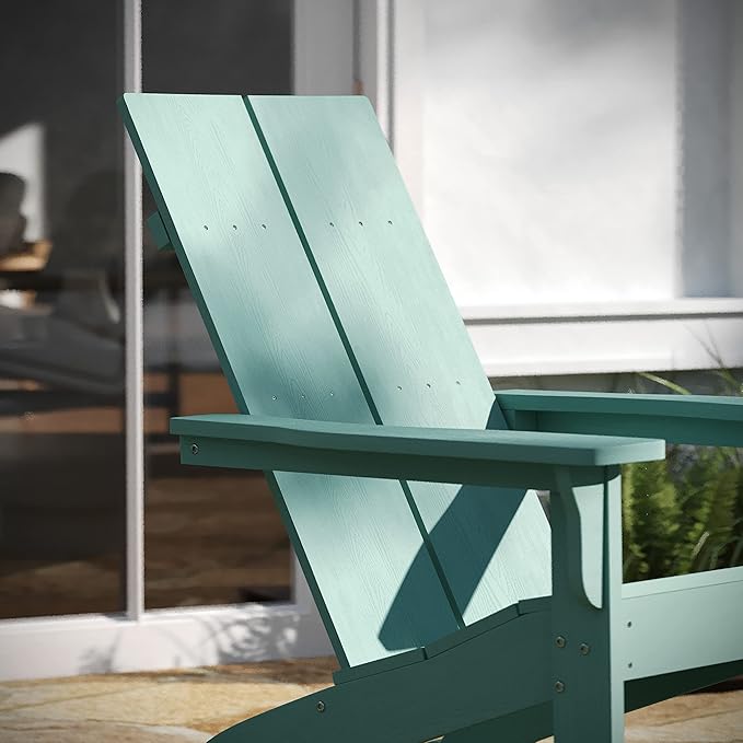 Taylor & Logan Ebbe Modern All-Weather 2-Slat Poly Resin Adirondack Chair in Sea Foam