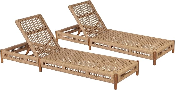 Christopher Knight Home Mercer Acacia Wood Chaise Lounge Chair Outdoor Set of 2 - Photo 4