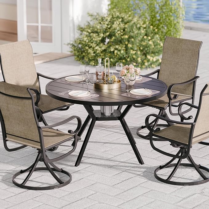 Betterhood 42” Outdoor Patio Table, Metal Patio Dining Table for All Weather, Round Outdoor Coffee Table - Photo 7