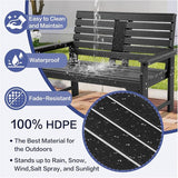 Outdoor Bench Weatherproof - HDPE 2-Person Garden Bench with Cup Holders, Bench Furniture with Backrest and Armrests - Photo 4