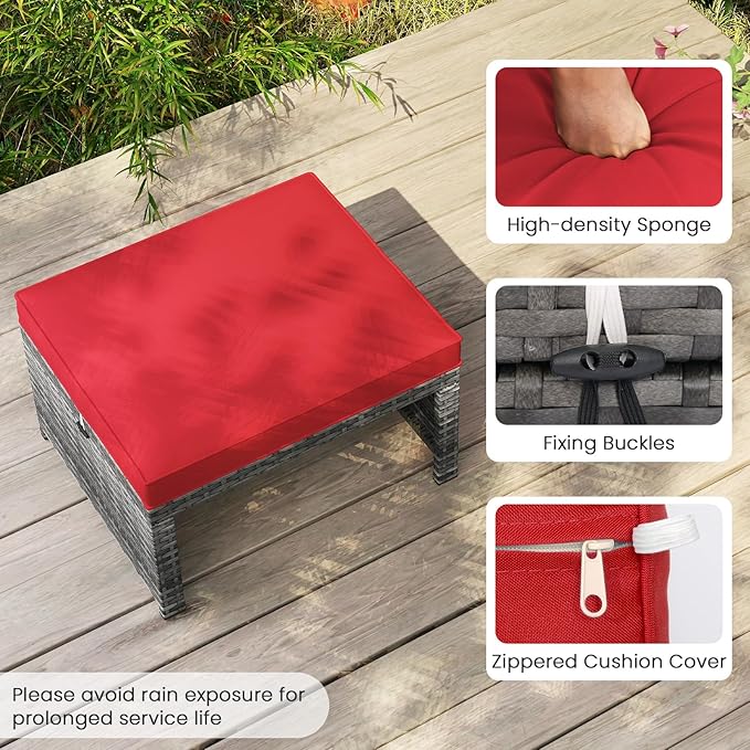 Tangkula 2 Pieces Patio PE Rattan Ottomans - Photo 4