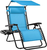 Best Choice Products Folding Zero Gravity Outdoor Recliner Patio Lounge Chair w/Adjustable Canopy Shade, Headrest - Photo 1