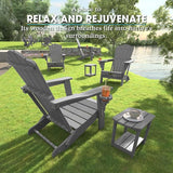 Folding Adirondack Chair, HDPE All-Weather Outdoor Chair with Cup Holder, Wooden Textured, Fire Pit Chair - Photo 7