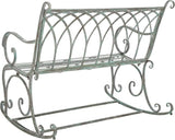 SAFAVIEH Outdoor Collection Ressi Victorian Antique Dark Green Wrought Iron Rock Bench - Photo 8