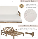 Acacia Wood Outdoor Patio Daybed Sunbed with Movable Wheels - Photo 8