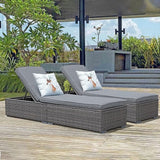 JOIVI Outdoor Chaise Lounge Chairs, 2 Pieces Gray Wicker Patio Lounge Chair Set of 2 with 5-Position Adjustable Backrest - Photo 1
