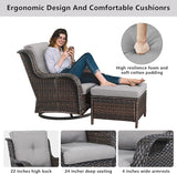 Belord Outdoor Swivel Chairs Set of 2, Patio Wicker Rocker Chairs with Ottomans - Photo 8