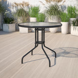 Flash Furniture Bellamy 31.5" Round Indoor/Outdoor Tempered Glass Metal Frame Side Table - Photo 2