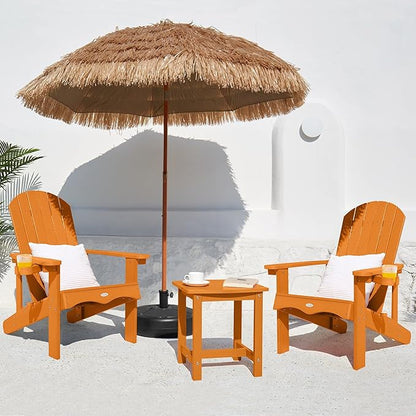 Y&M Adirondack Chair Set of 4, Orange Fire Pit Chairs, Outdoor Patio Chairs with Cup Holder, Weather Resistant HDPE Wooden Textured Patio Chairs, Perfect for Garden, Lawn, Deck, or Poolside