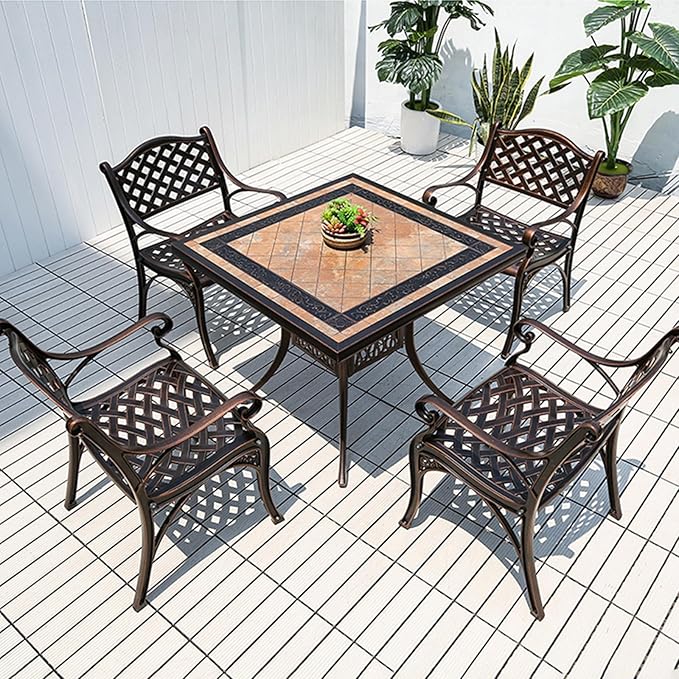 Outdoor Dining Chair Cast Aluminum Patio Chairs Set of 2 All-Weather Patio Dining Chair with Adjustable Feet for - Photo 2