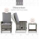 Elle Decor Vallauris Patio Outdoor Furniture Collection Premium All Weather Wicker, 5 Piece Reclining Set, Gray - Photo 2