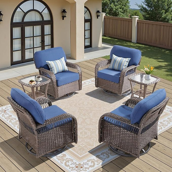 6 Pieces Outdoor Patio Conversation Sets Swivel Chairs - Photo 1