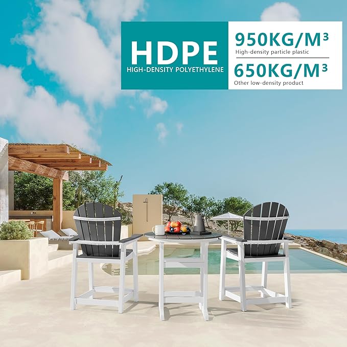 TYARDS Tall Adirondack Chairs Set of 2, Patio Chairs with 5" Widened Armrests and Footrest, HDPE Weather Resistant Adirondack Balcony Chairs, Outdoor Chairs for Garden, Backyard, Capacity 400LBS