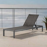 Christopher Knight Home Cape Coral Outdoor Aluminum Chaise Lounge with Mesh Seat, Grey / Dark Grey - Photo 2