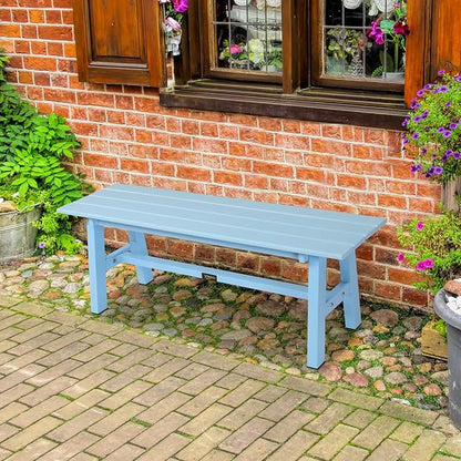 47inch Outdoor Bench Garden Bench HDPE Porch Bench w/Metal Legs, Poly Lumber Patio Bench, 660 LBS Capacity Outdoor Backless Bench