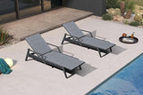 PURPLE LEAF Outdoor Chaise Lounge 2 Pieces Patio Recliner Sunbathing Tanning Chair for Poolside Balcony with Armrests - Photo 1