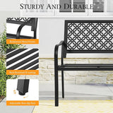 ONBRILL 50" Outdoor Bench, Garden Benches with Galvanized Metal Frame, Front Porch Bench with Floral Backrest - Photo 6