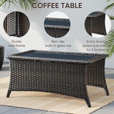 Swivel Patio Chairs sofa Set of 4 with 6" Thick Cushion - Wicker Outdoor Swivel Rocker Patio Chair ,Sofa/Glass coffee - Photo 8
