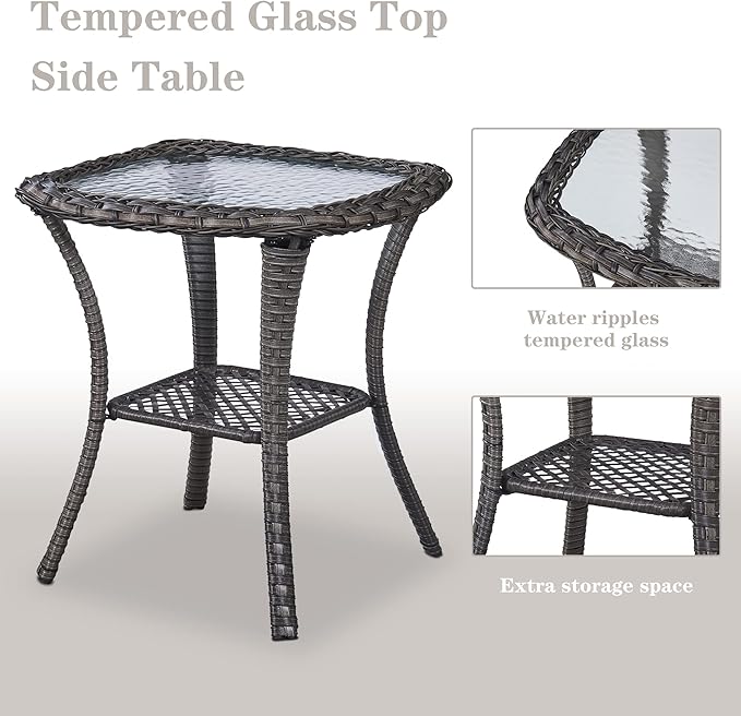 Belord 5 Piece Wicker Patio Furniture Set, Outdoor Swivel Rocker Chairs Set of 2 with Ottomans and Side Table - Photo 8