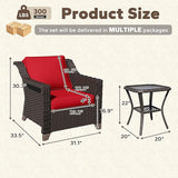 3 Pieces Patio Conversation Furniture Set - 2 Armchairs, 1 Side Table - Photo 2