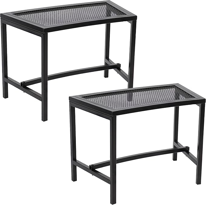 Sunnydaze Mesh Outdoor Curved Bench - Metal Patio Bench Set - Heavy-Duty Outdoor Seats for Backyard or Fire Pit - Black - Set of 2