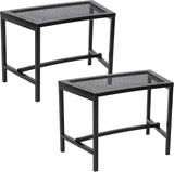Sunnydaze Mesh Outdoor Curved Bench - Metal Patio Bench Set - Heavy-Duty Outdoor Seats for Backyard or Fire Pit - Black - Photo 1