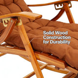 Folding Bamboo Rocking Chair, Adjustable Back Patio Reclining Chair with Headrest Pillow - Photo 6