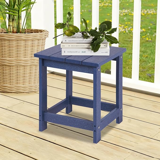 LZRS Adirondack Square Outdoor Side Table for Patio, Pool Composite Patio Table, HDPE End Tables for Backyard, Pool - Photo 5