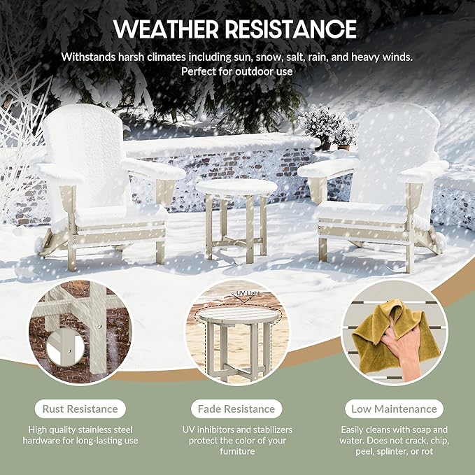 WestinTrends Dylan Adirondack Round Outdoor Side Table, Sand - Photo 5