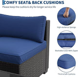 7-Piece Outdoor Patio Furniture Set, Modular Sectional Sofa with Water-Resistant Washable Thick Cushions & Coffee Table - Photo 4