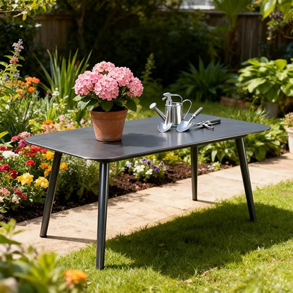 All-Weather Aluminum Outdoor Coffee Table | Modern & Durable Patio Furniture | Perfect for Balcony, Garden, and Poolside | Black (37 x 21.2 x16.5 in)