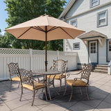 Outvita Patio Side Table, 35.4in Outdoor Round Cast Aluminum Bistro Table with Umbrella Hole and Antique Design for - Photo 7