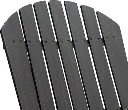 Outdoor Folding Adirondack Lounge Chairs,Acacia Wood Patio Chairs,Slatted Seat and Back,Wooden Handrail Lawn Chairs,Suitable for Lawn, Swimming Pool and Garden (Dark Gray)