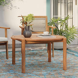 LuxenHome Outdoor Coffee Table, 32 Inch Natural Solid Wood Round Coffee Table - Photo 1
