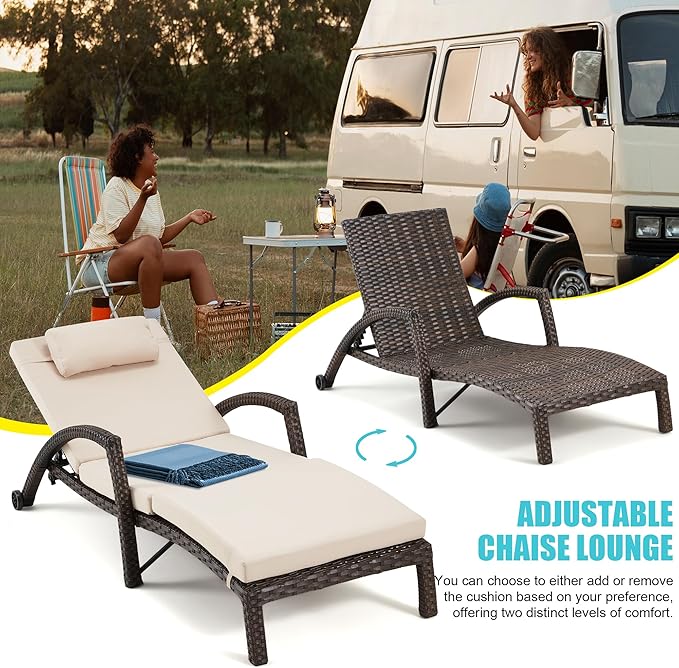 HOMREST Chaise Lounge Chairs Set of 2 for Outside - Photo 7