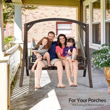 VINGLI 5FT Porch Swing Frame, 1000LBS Heavy Duty A-Frame Wooden Porch Swing Stand with Curved Arc Top - Photo 6