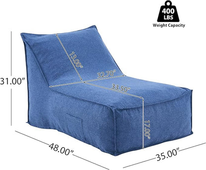 Christopher Knight Home Venny 48" L Outdoor Bean Bag Chair, Fabric Bean Bag Chair for Adults and Kids, Indoor/Outdoor Sun Lounger, Patio Lounge Chair, Comfy Outdoor Reading Chair, Navy Blue