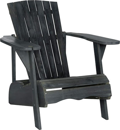 SAFAVIEH PAT6727K Outdoor Collection Vista Wine Glass Holder Adirondack Side Chair, Dark Slate Grey