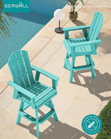 SERWALL Swivel Adirondack Bar Chairs Set of 4, HDPE Outdoor Swivel Barstools Chairs Set of 4 for Bistro, Poolside - Photo 7