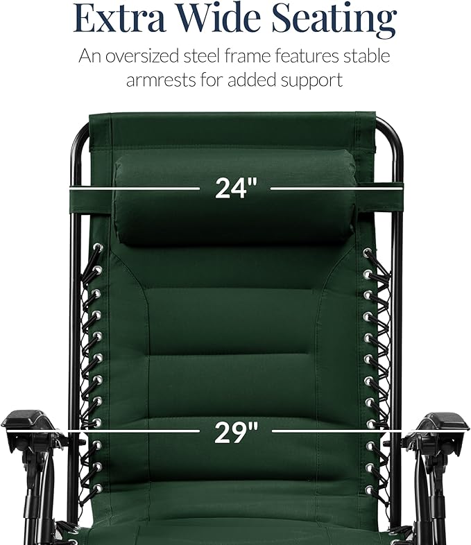 Best Choice Products Oversized Padded Zero Gravity Chair, Folding Outdoor Patio Recliner - Photo 3