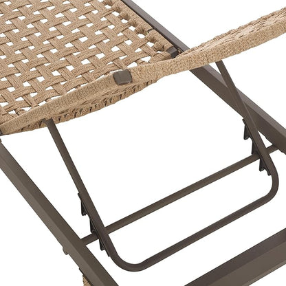 SAFAVIEH Outdoor Patio Furniture Collection - Arthur Grey & Heather Tan Woven Rope Chaise Lounge Chair, Adjustable Reclining Sun Lounger, Modern Poolside & Deck Seating (PAT7760A)